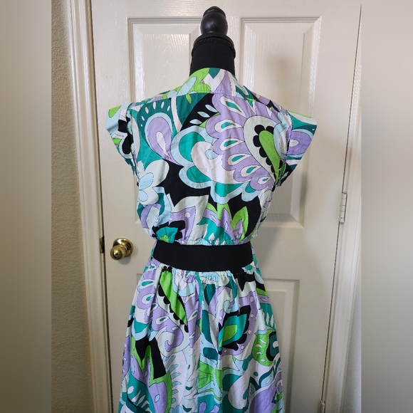 Steve Madden Teal Green Cutout Multicolor Maxi Dress M - Picture 5 of 12